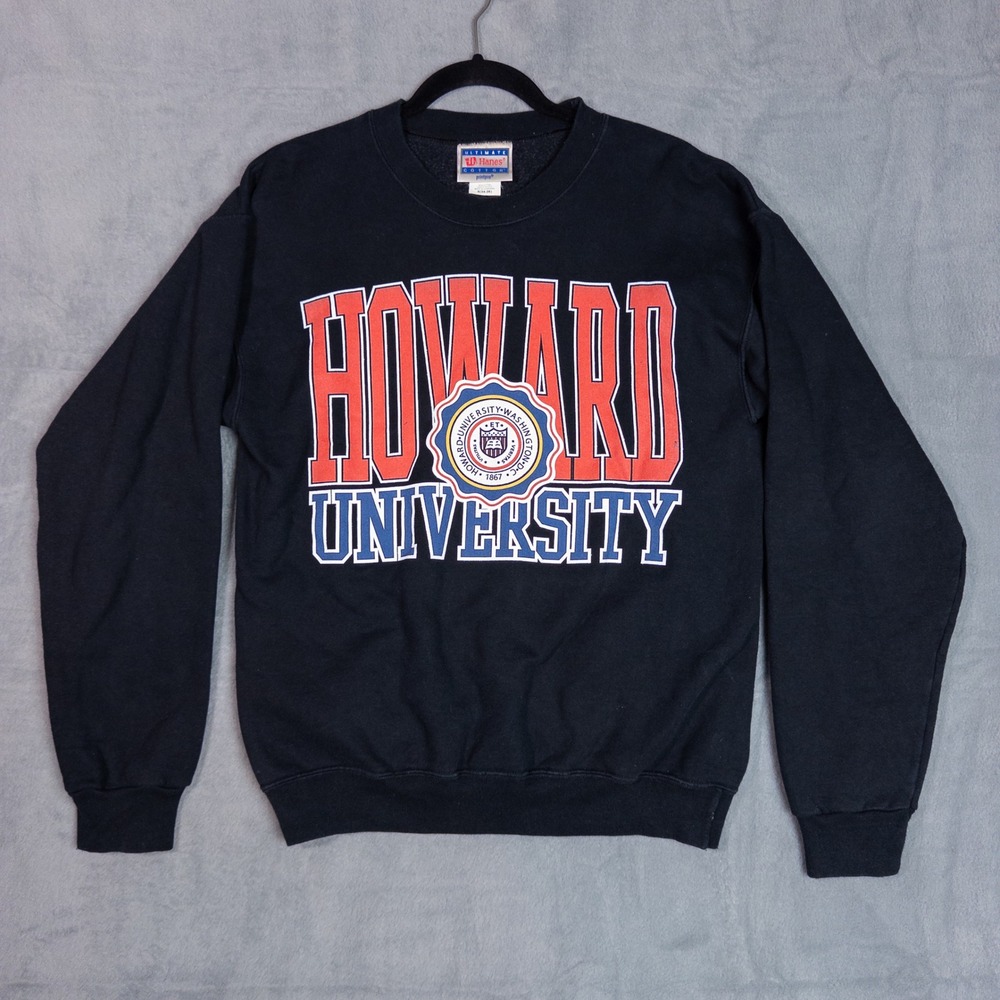 Hanes Sweatshirt Unisex Small Black Howard University Graphic Crewneck